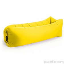 Portable Outdoor Lazy Inflatable Couch Air Sleeping Sofa Lounger Bag Camping Bed (Yellow)